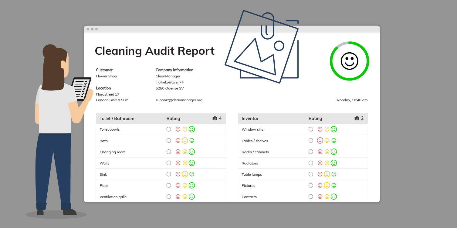 A person looking at a cleaning audit report
