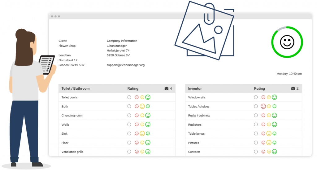 Example of a quality control audit with a person looking it over. 